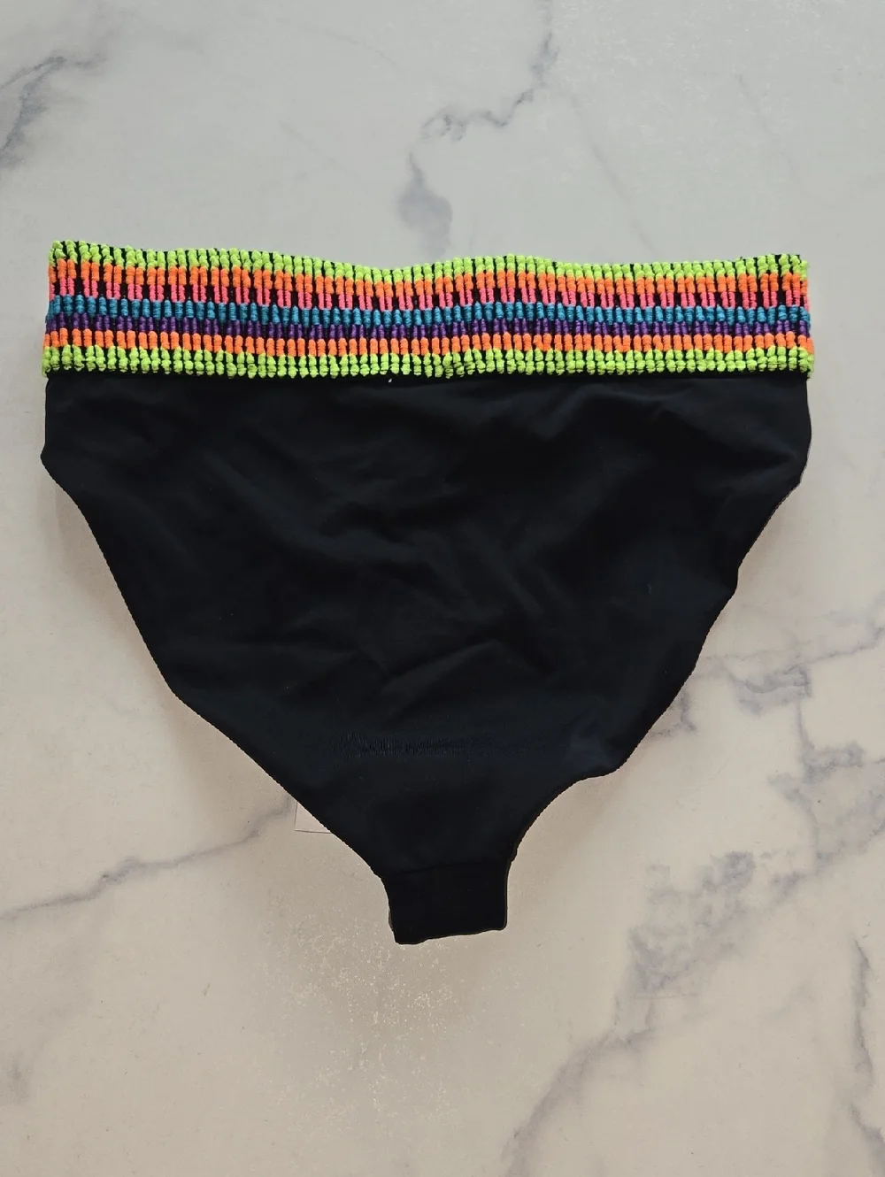 Peixoto Womens Kiwi Zoni Ribbed Contrast Trim Swim Bottom Separates Black M NWT